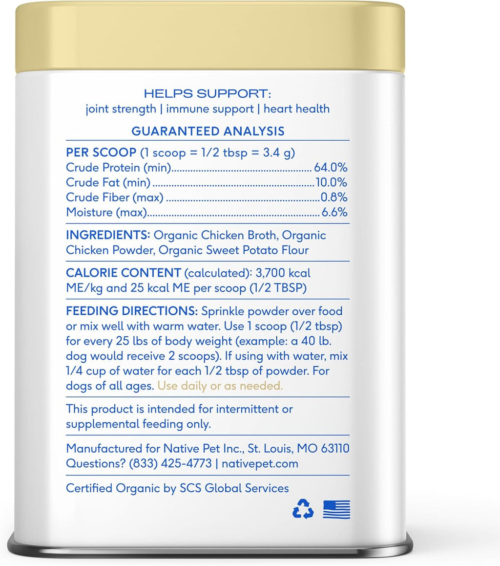 Bone Broth for Dogs and Cats – Dog Bone Broth Powder for Dog Food Topper for Picky Eaters – Cat and Dog Broth - Dog Gravy Topper for Dry Food – Chicken Broth for Dogs and Cast – 11.5 Oz